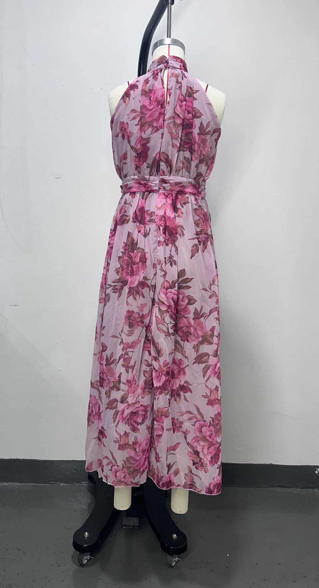 Green Floral Halter Maxi Dress