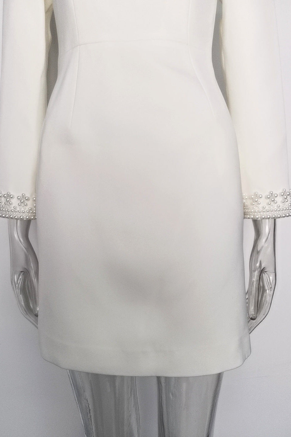 Cuffs Long Sleeve Mini Dress in White