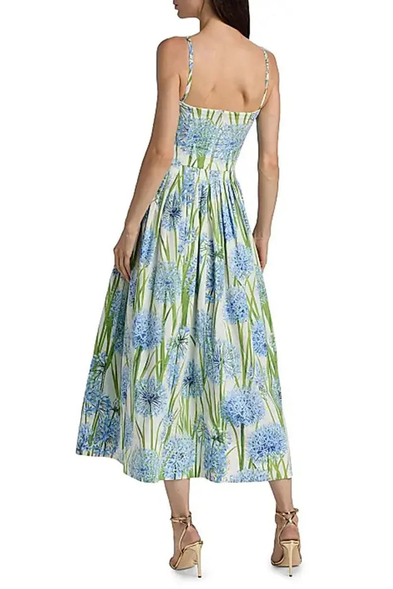 Floral Embroidered Poplin Midi Dress