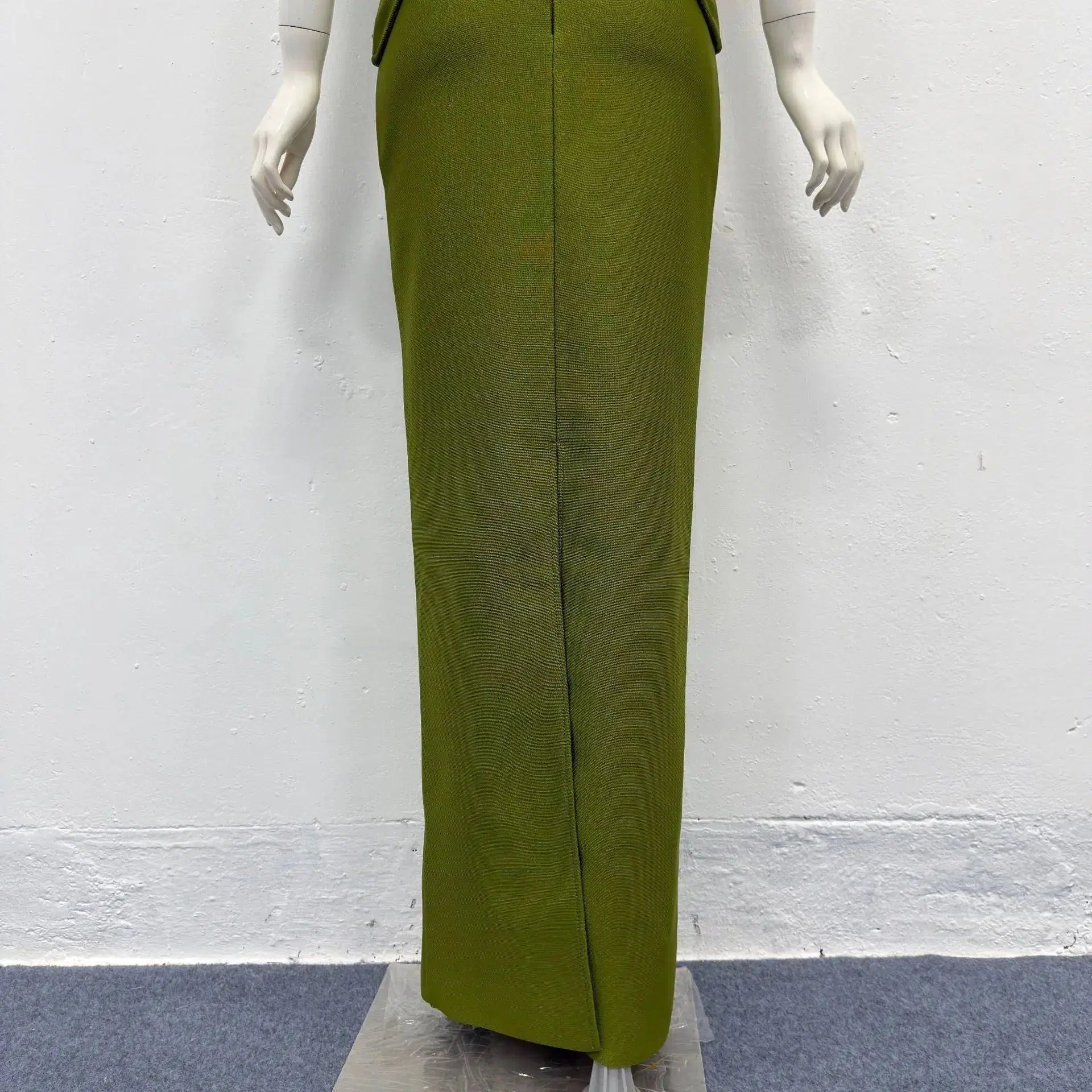 Green Rhinestone Embellished Top Skirt Set