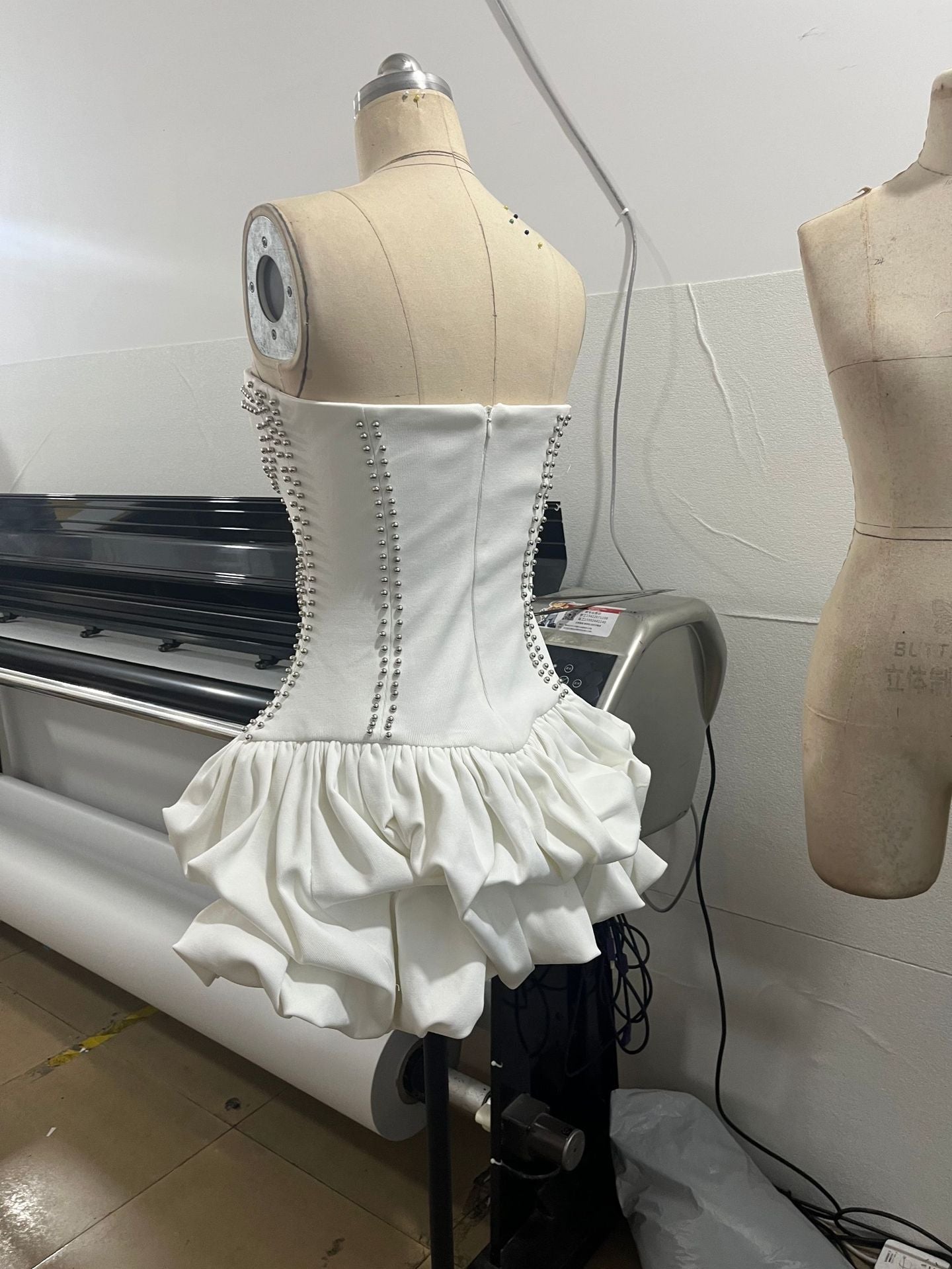 Puffy Mini Dress in Off-White
