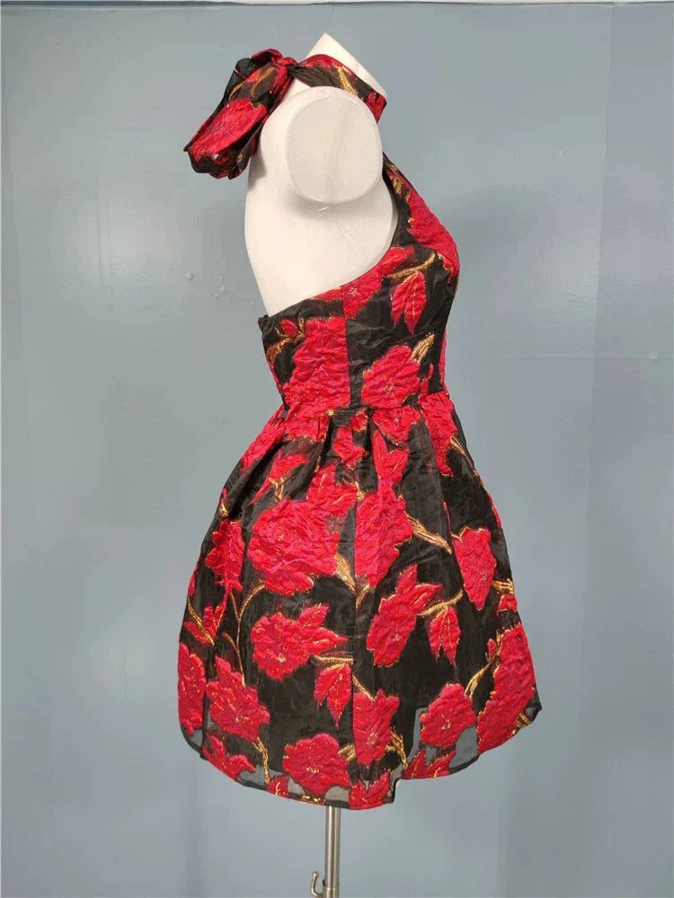 Halter Backless A-line Mini Dress