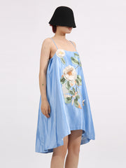 Floral Embroidered Mini Dress in Blue