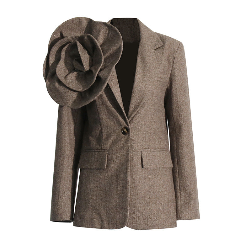 Flower Blazer - Brown