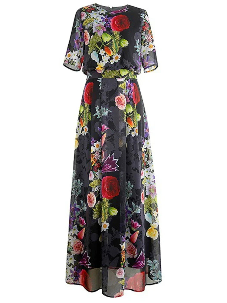 Floral Short Sleeve Maxi Dress
