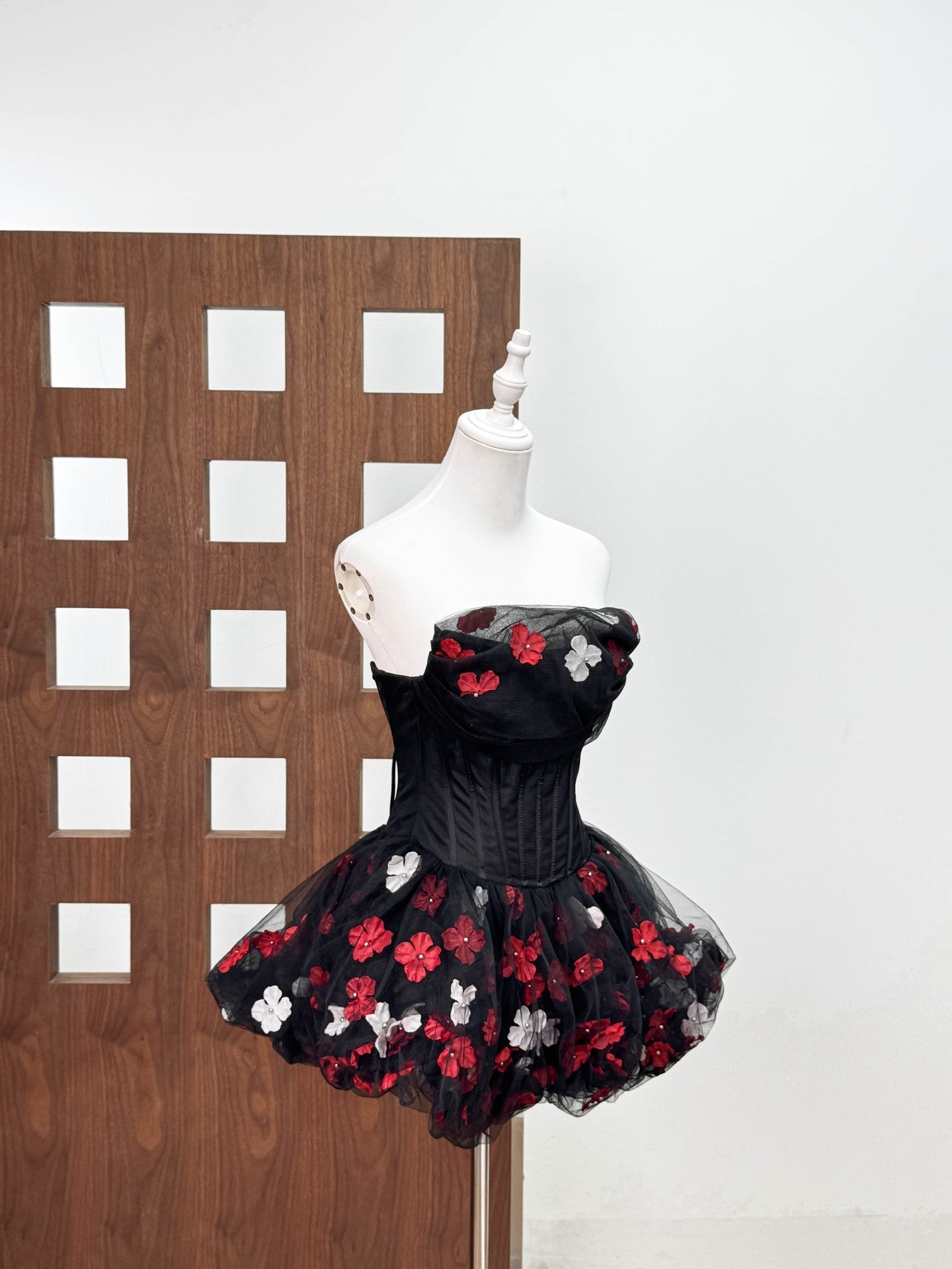 Roxya Floral Corset Mini Dress - Black