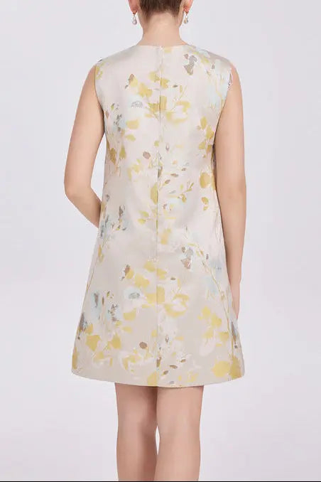 Sequin Floral Embroidery Sleeveless Mini Dress