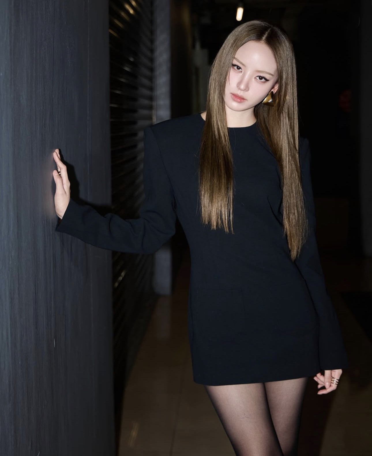 Crepe Suit Mini Dress in Black