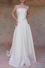 White French Satin Maxi Train Welcome Gown
