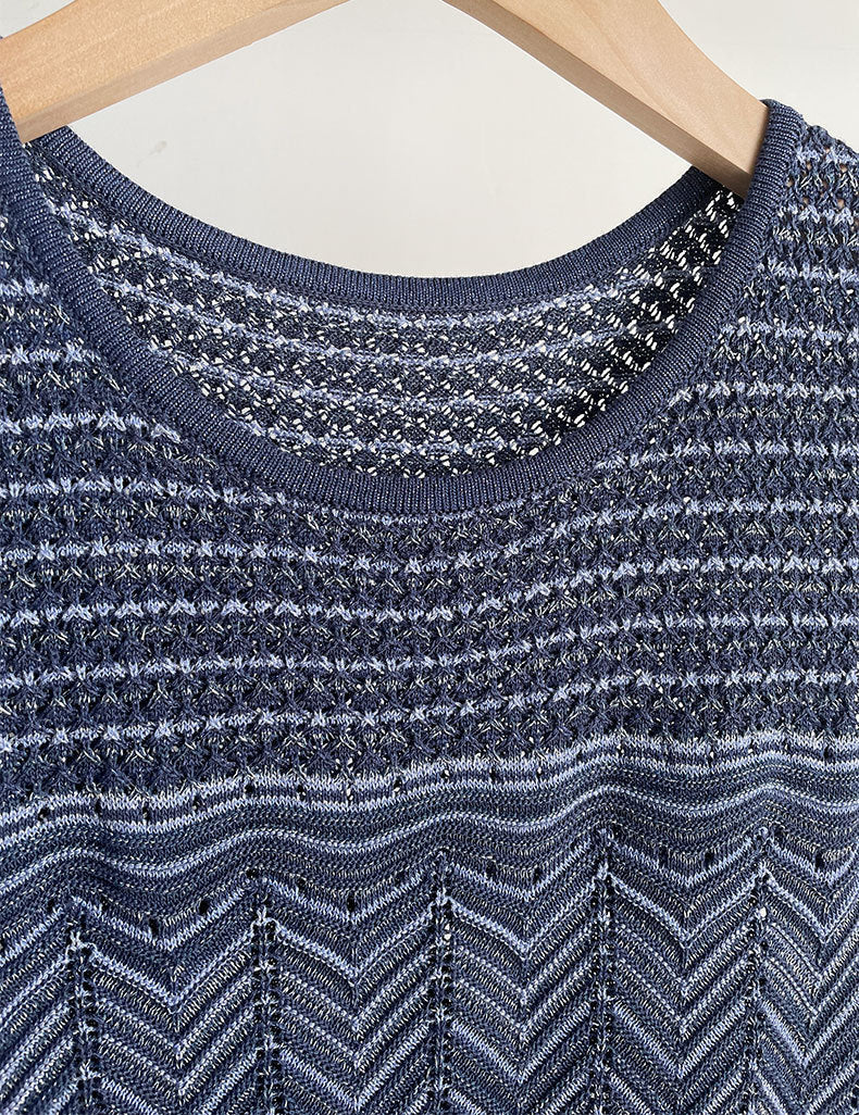 Hollow Sleeveless Knit Midi Dress in Royal Blue