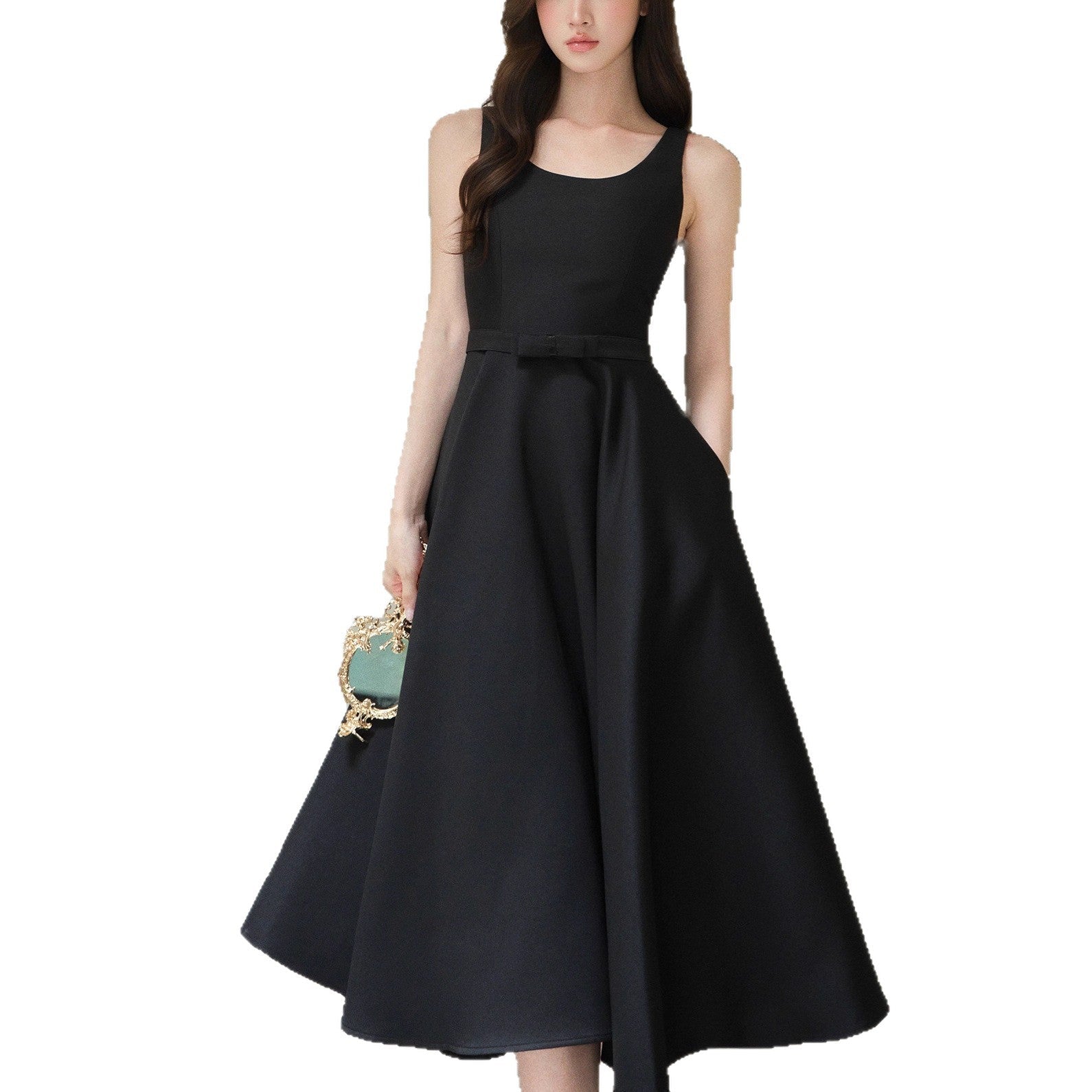 U-Neck Sleeveless Hepburn Midi Dress