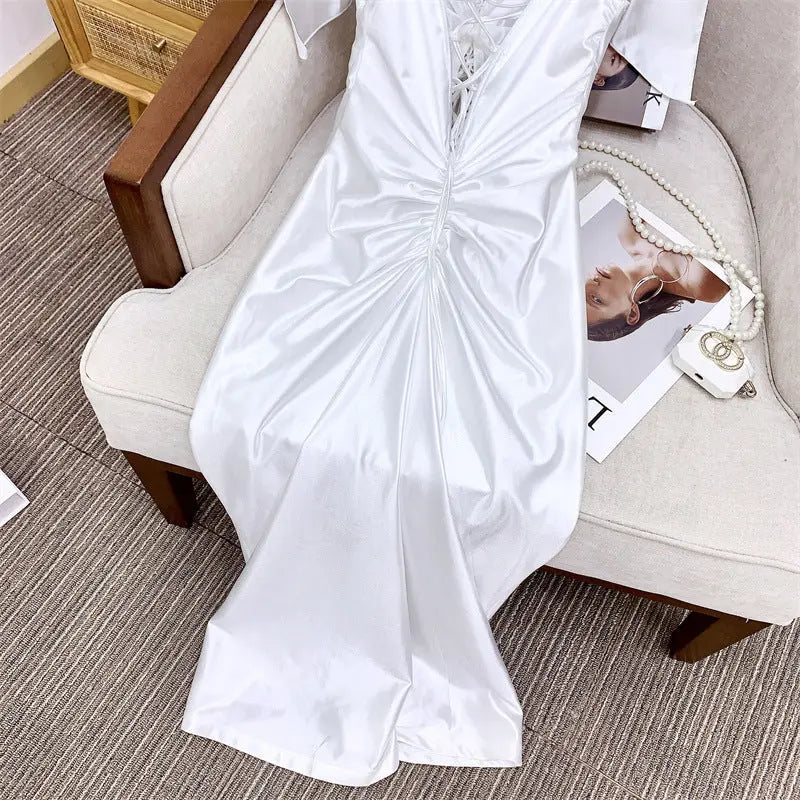 Satin Corset Dress in White