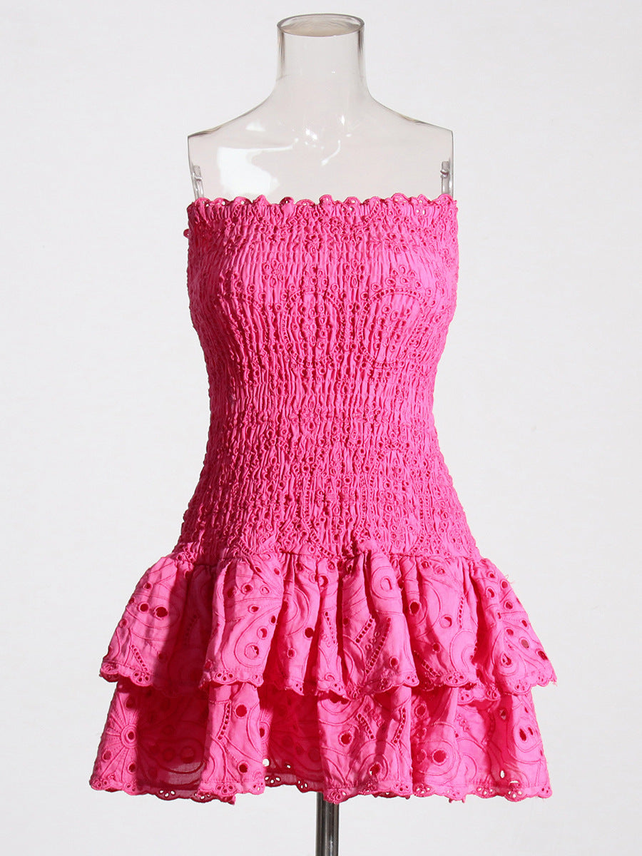Layered Mini Dress in Fuchsia