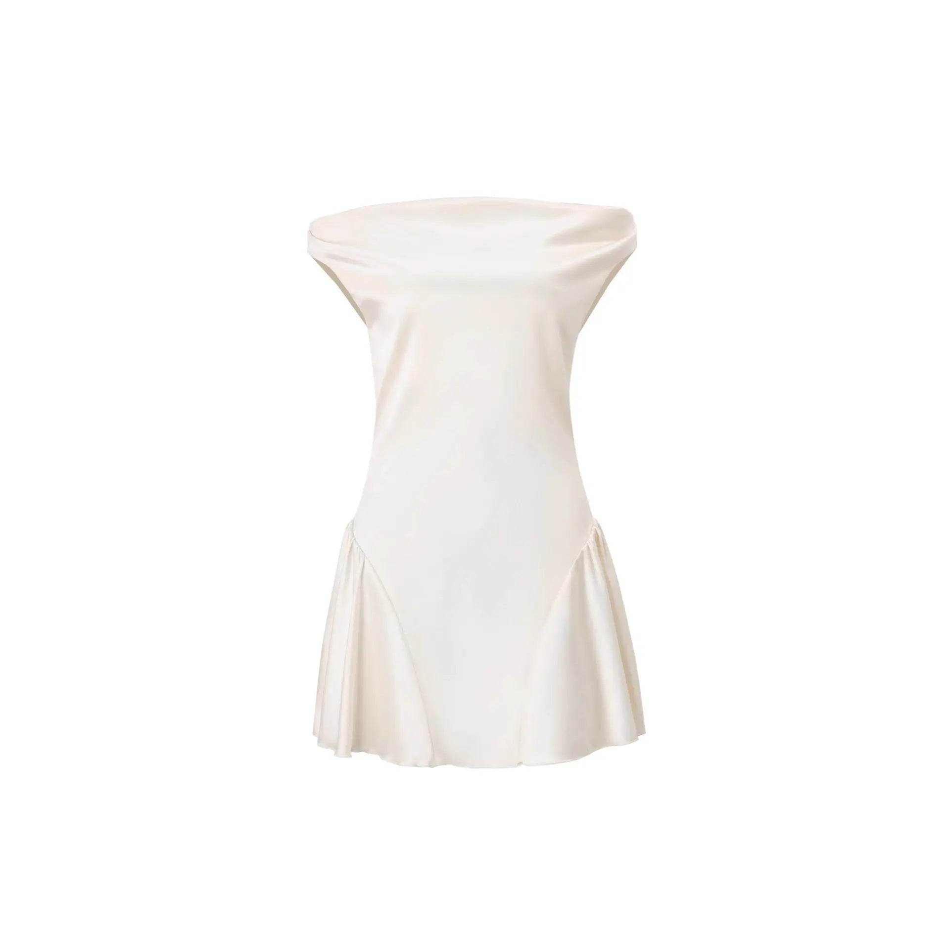 Satin Ruched Mini Dress in Cream White