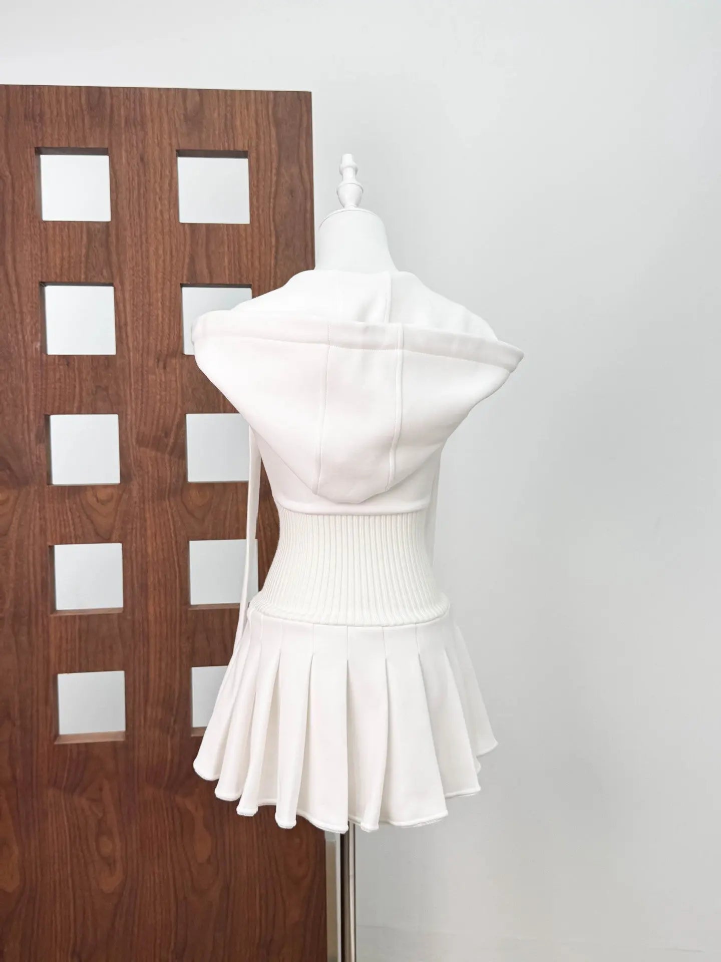 Sleeveless Knit Mini Dress - White