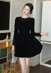 Black Rhinestone-Embellished Mini Dress