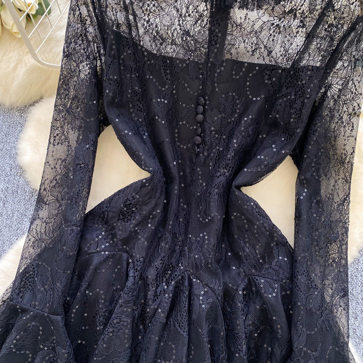 Green Embroidered Mini Dress