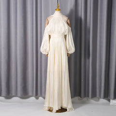 Off Shoulder Puff Sleeve Maxi Dress