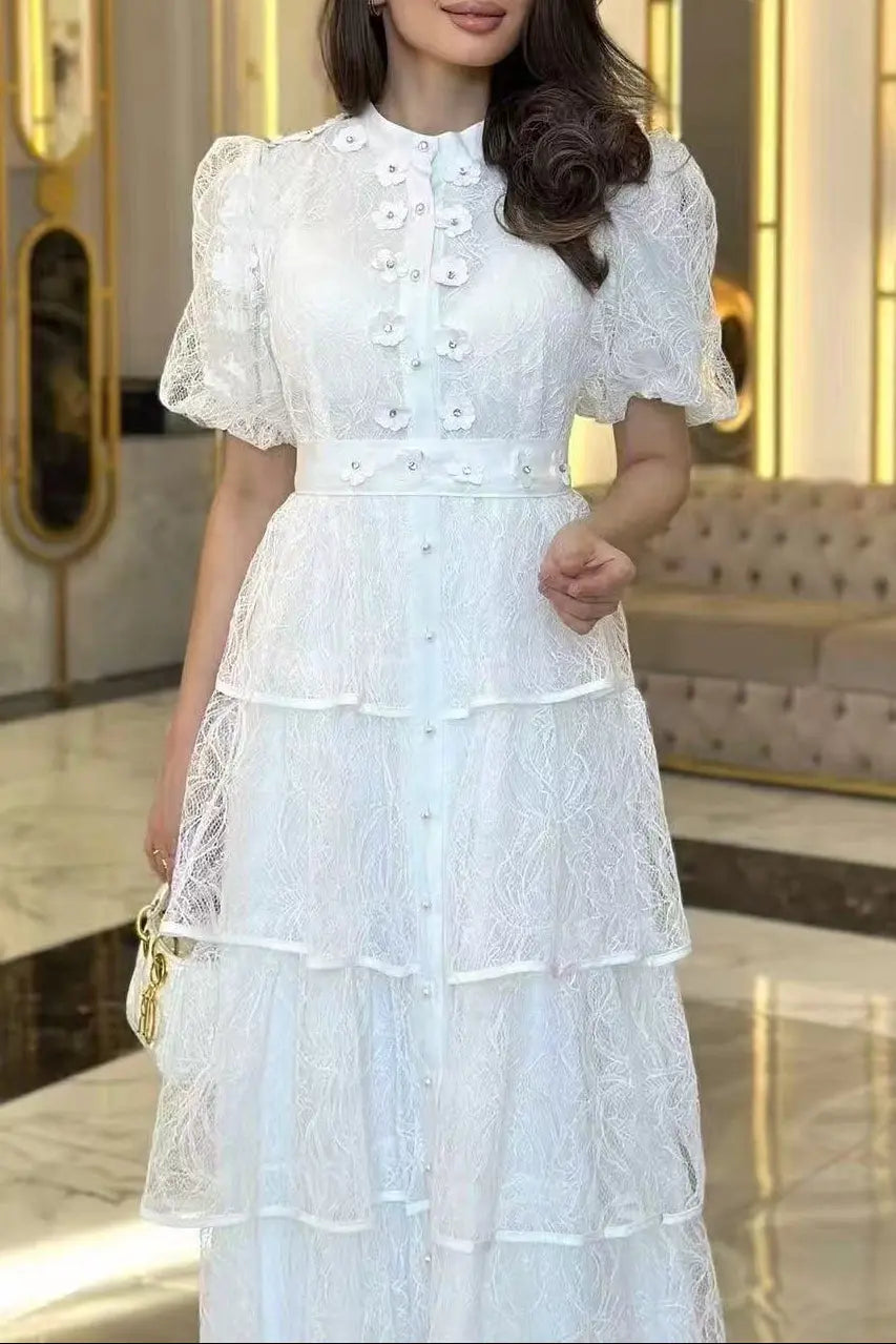 Lace Maxi Dress in White