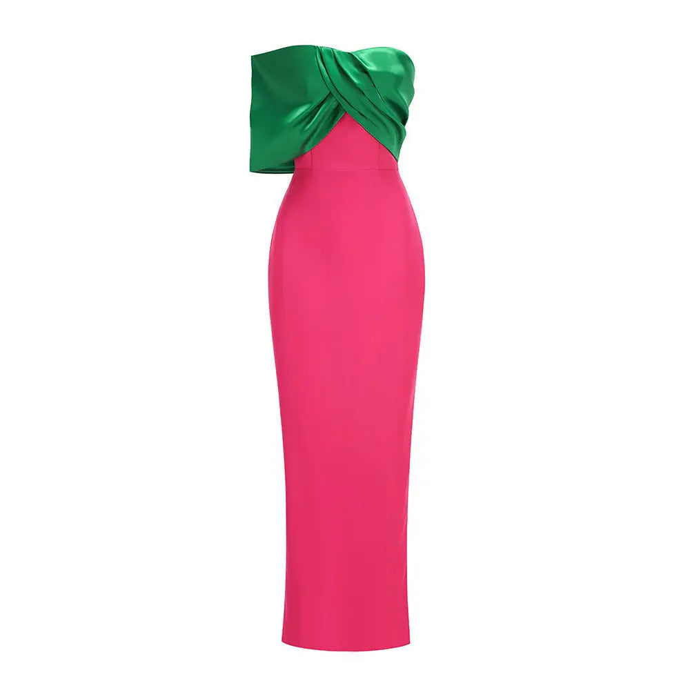 Maxi Dress - Green & Fuchsia
