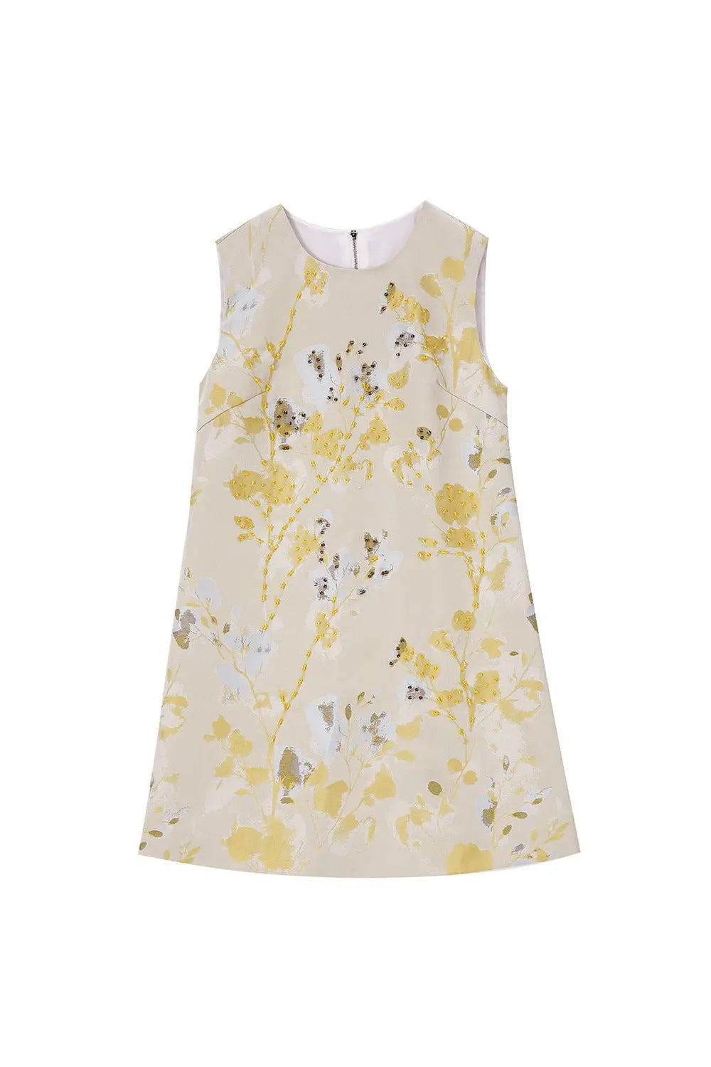 Sequin Floral Embroidery Sleeveless Mini Dress
