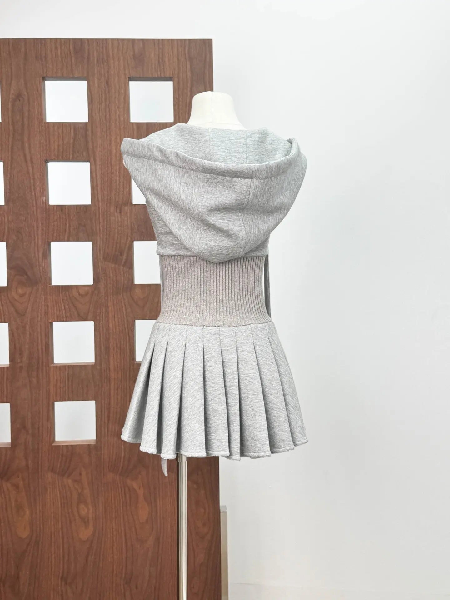 Sleeveless Knit Mini Dress - Grey