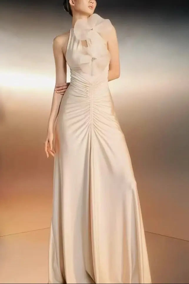 Flower Bodycon Maxi Dress in White