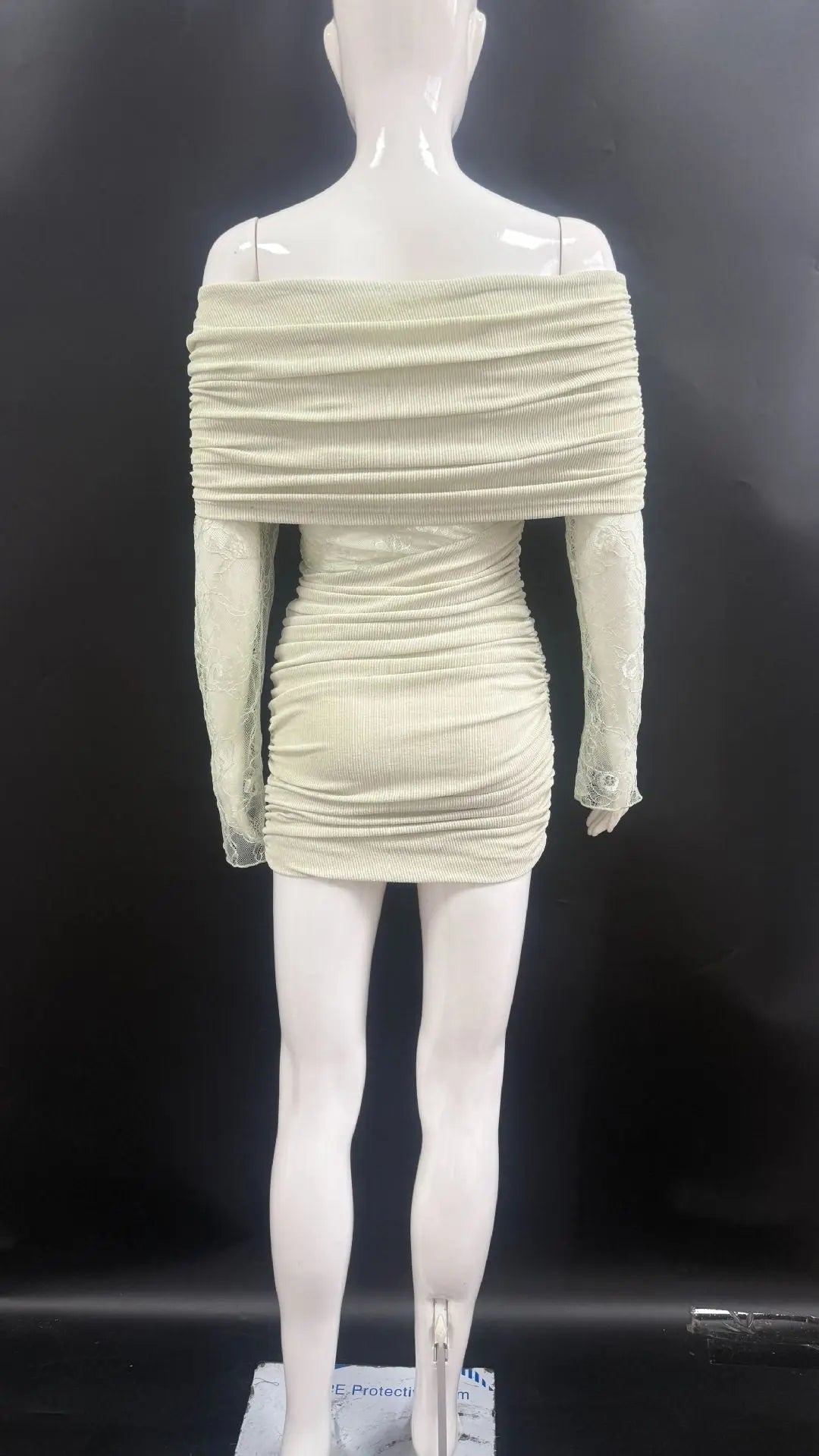 Lace Spliced Knitted Mini Dress