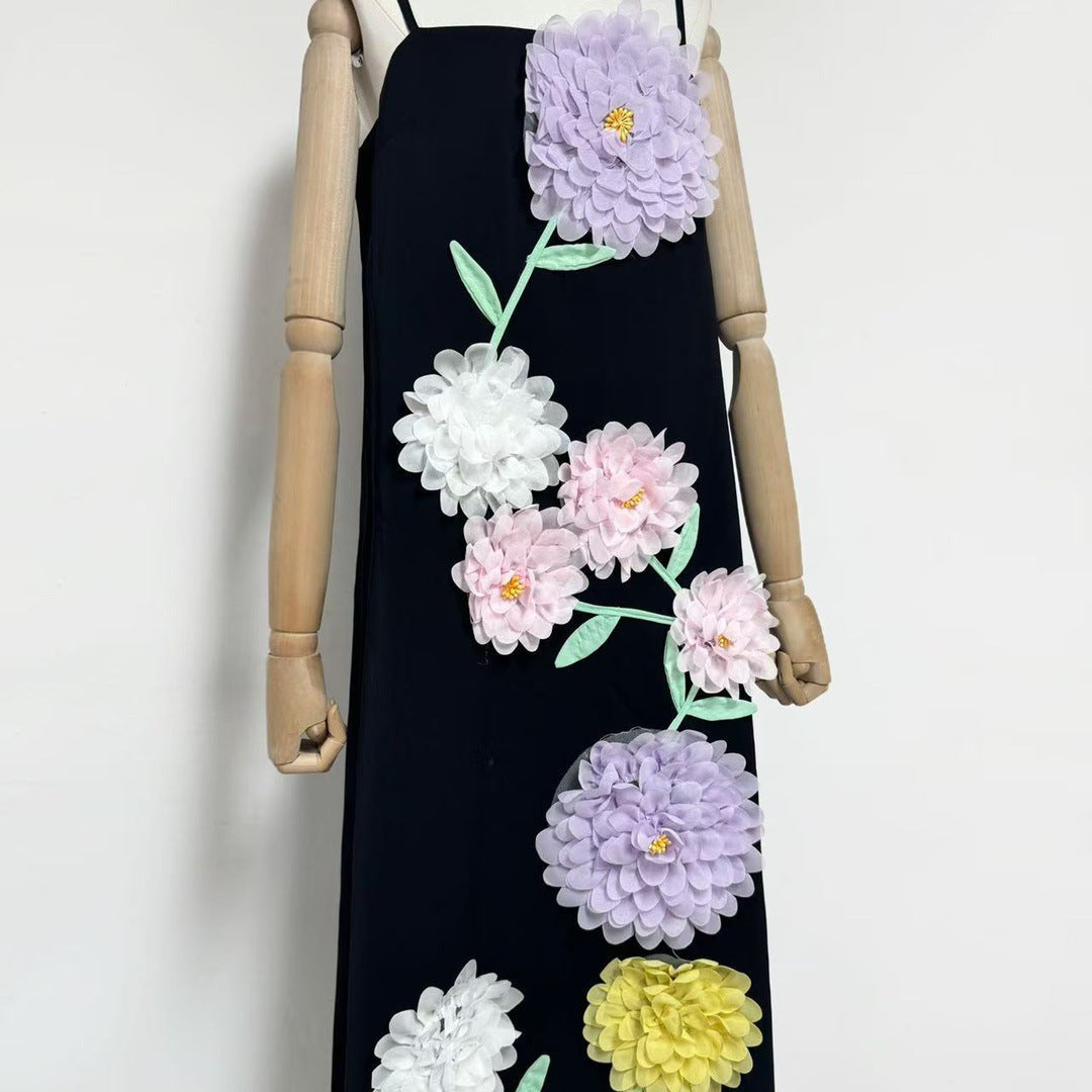 Embroidered Maxi Dress in Black
