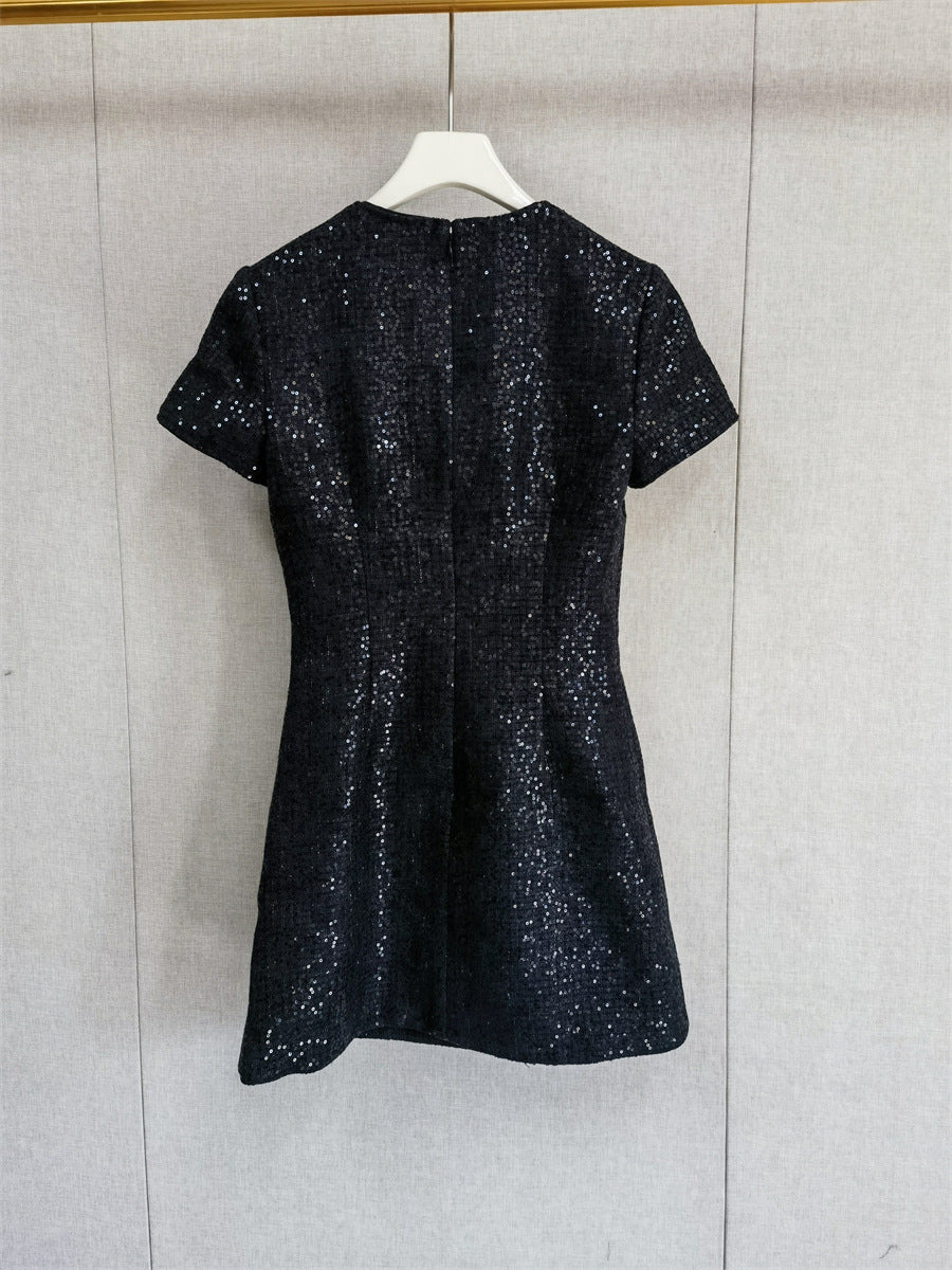 Black Sequin Mini Dress