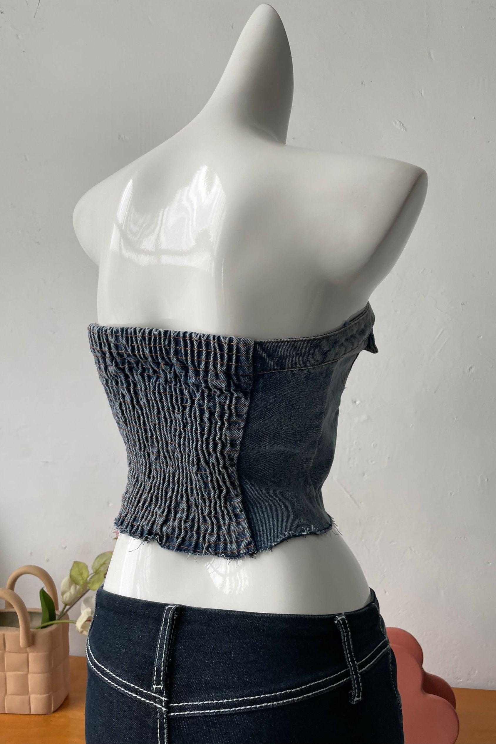 8-Button Denim Top in Blue