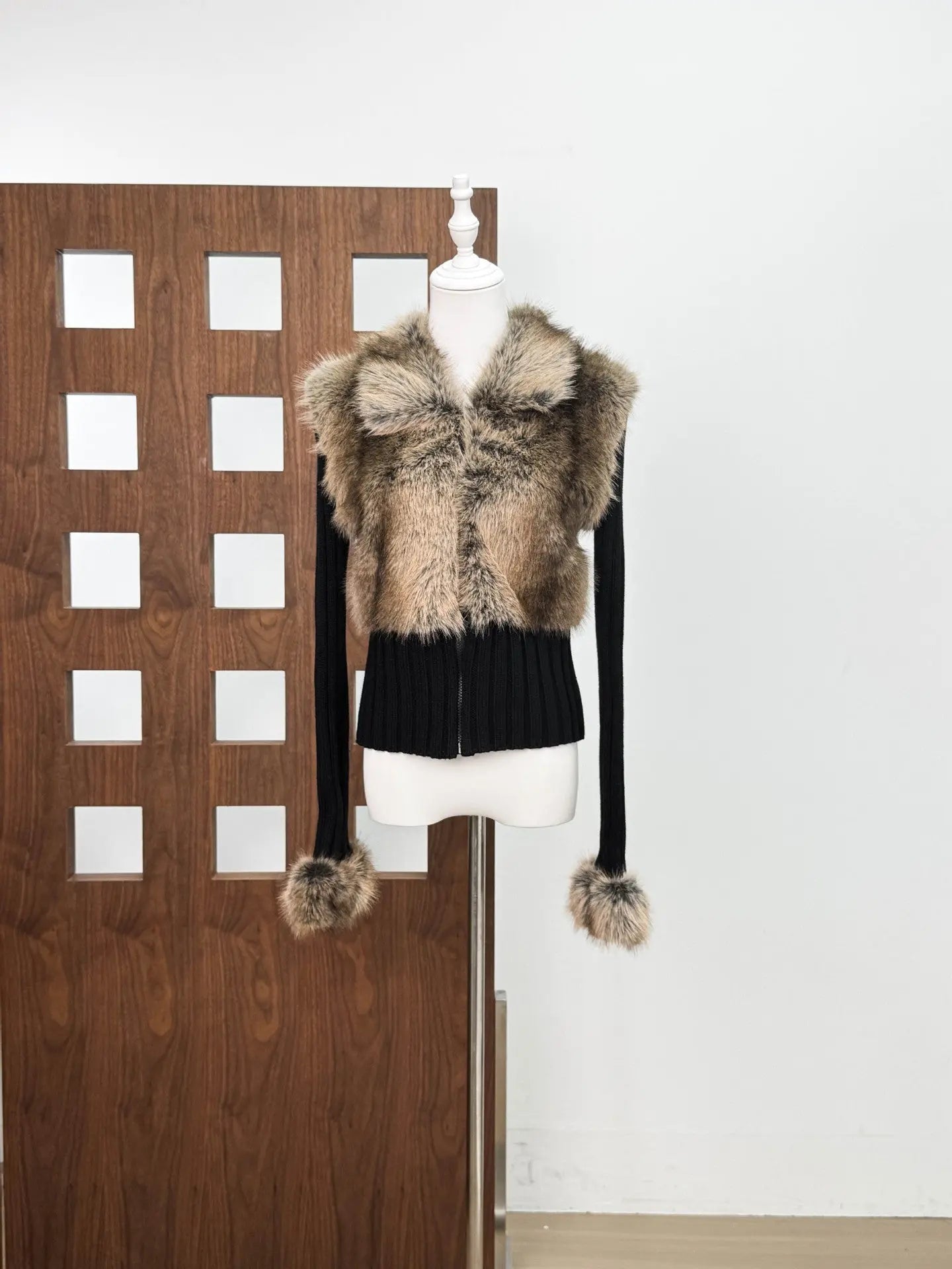 Faux Fur Knit Coat
