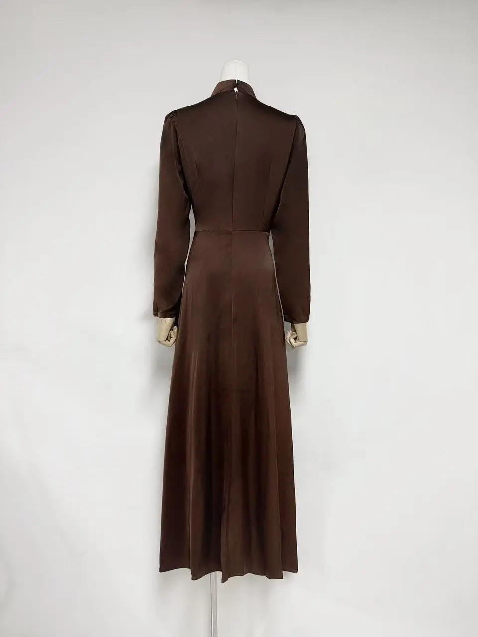 Long Sleeves with Beading Maxi Dress in Brown