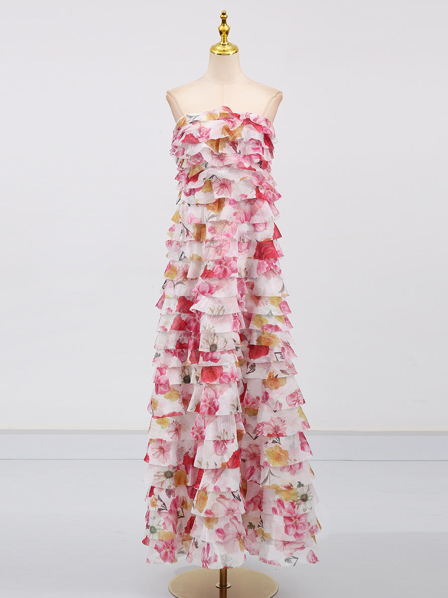 Cathy Floral Print Maxi Dress in Pink