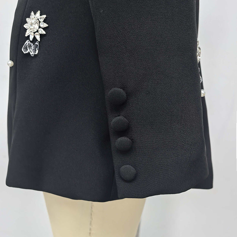 Crystal Embellished Blazer in Black