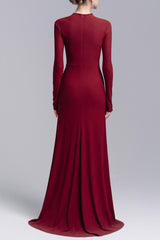 Rose Embellished Sheath Gown in Red