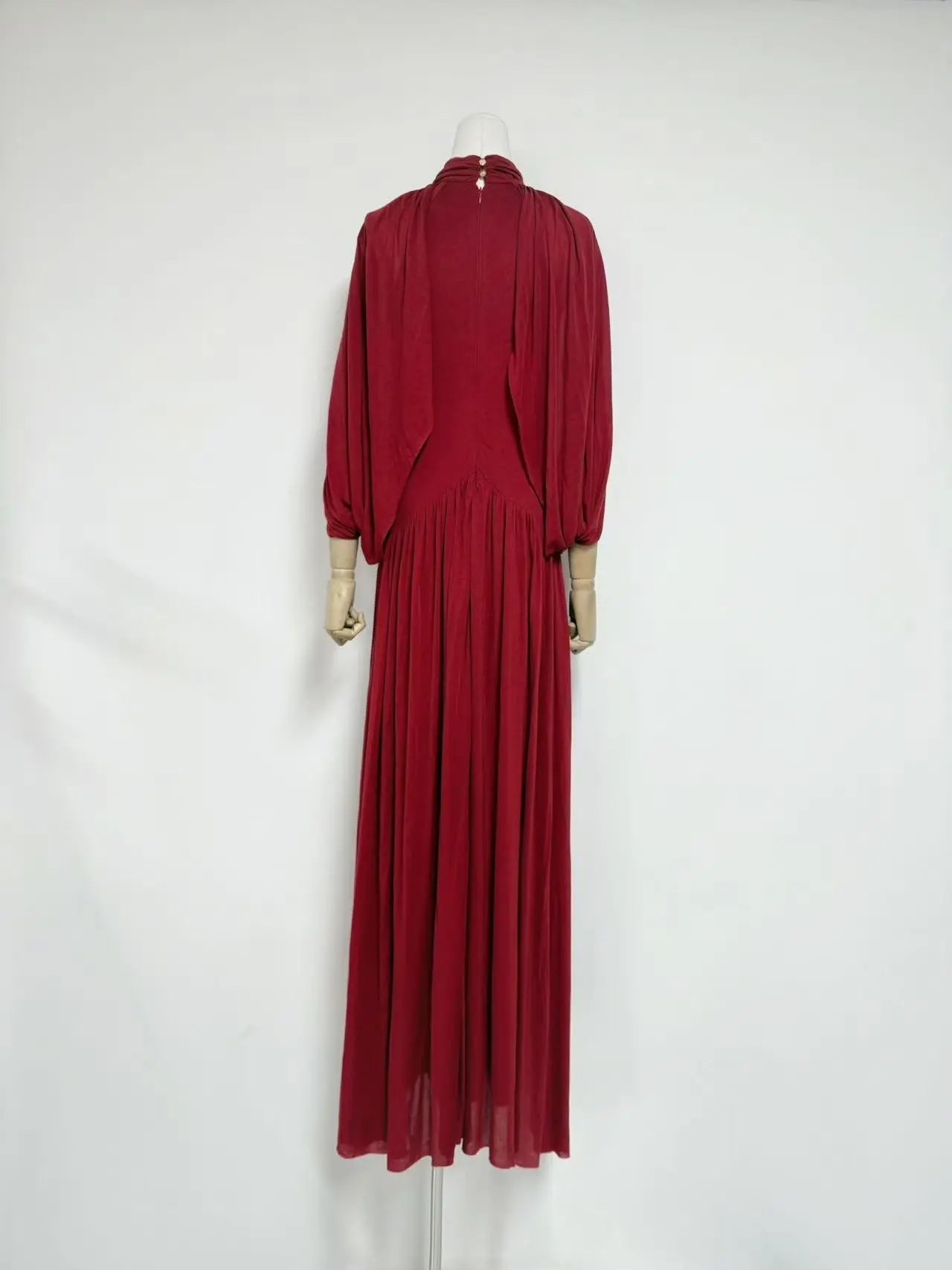 Red Cape Sleeve Knit Maxi Dress