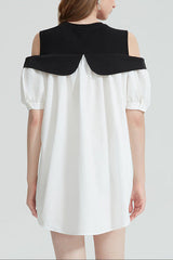Off-Shoulder Contrast Mini Dress