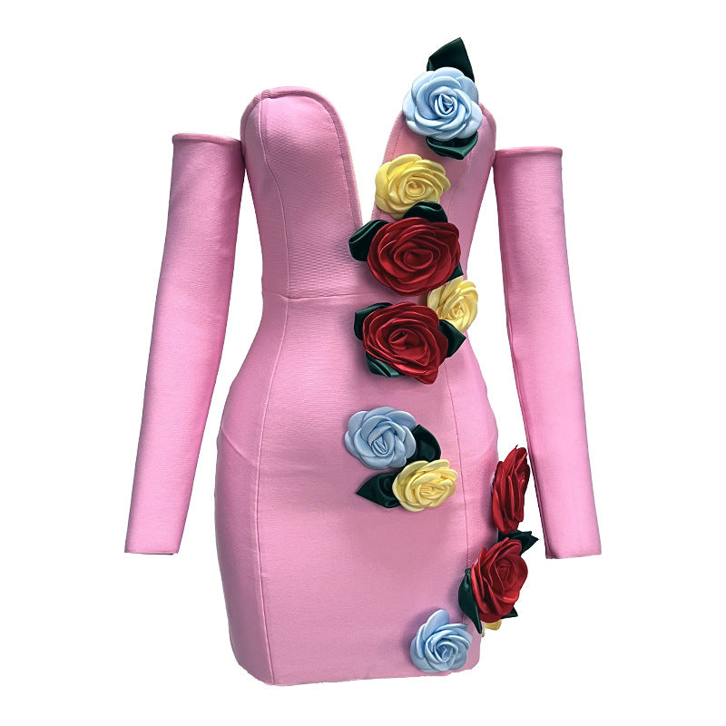 3d Flower Top Mini Dress