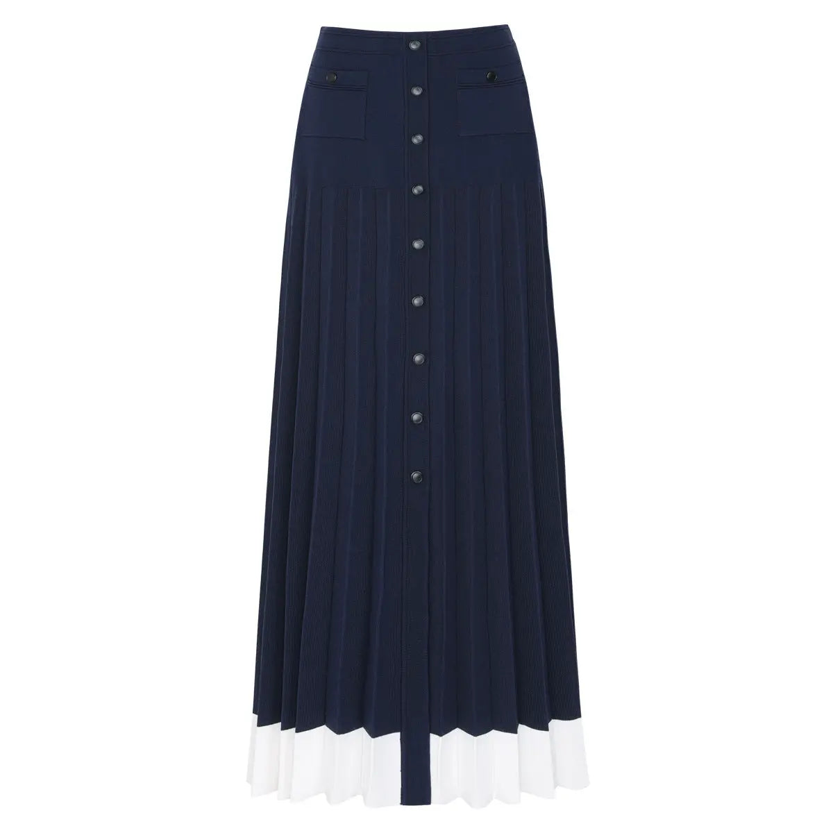 Two Tone Cropped Sleeveless Cardigan & Knit Skirt