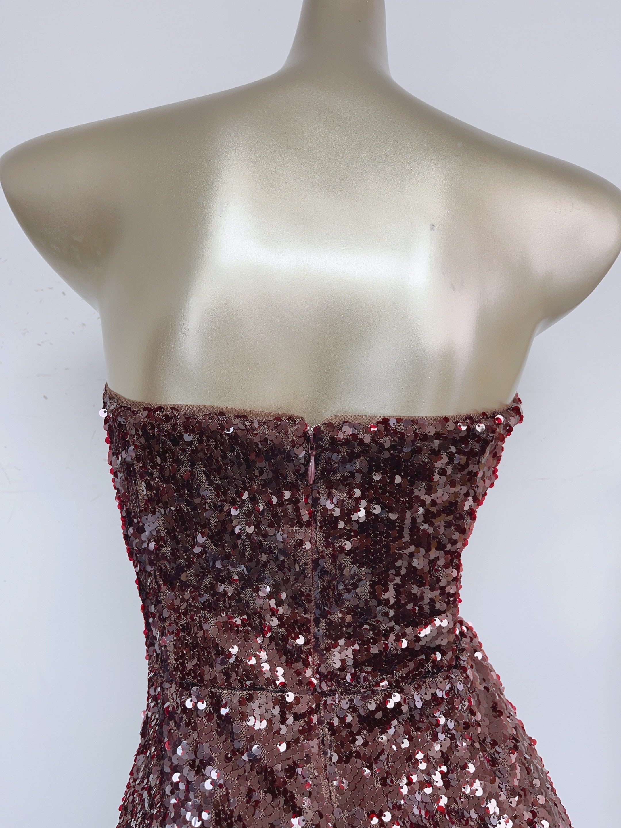 Sequin Mini Dress in Burgundy