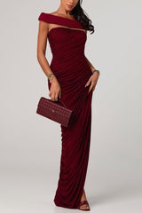 Off-Shoulder Asymmetrical-High Maxi Dress