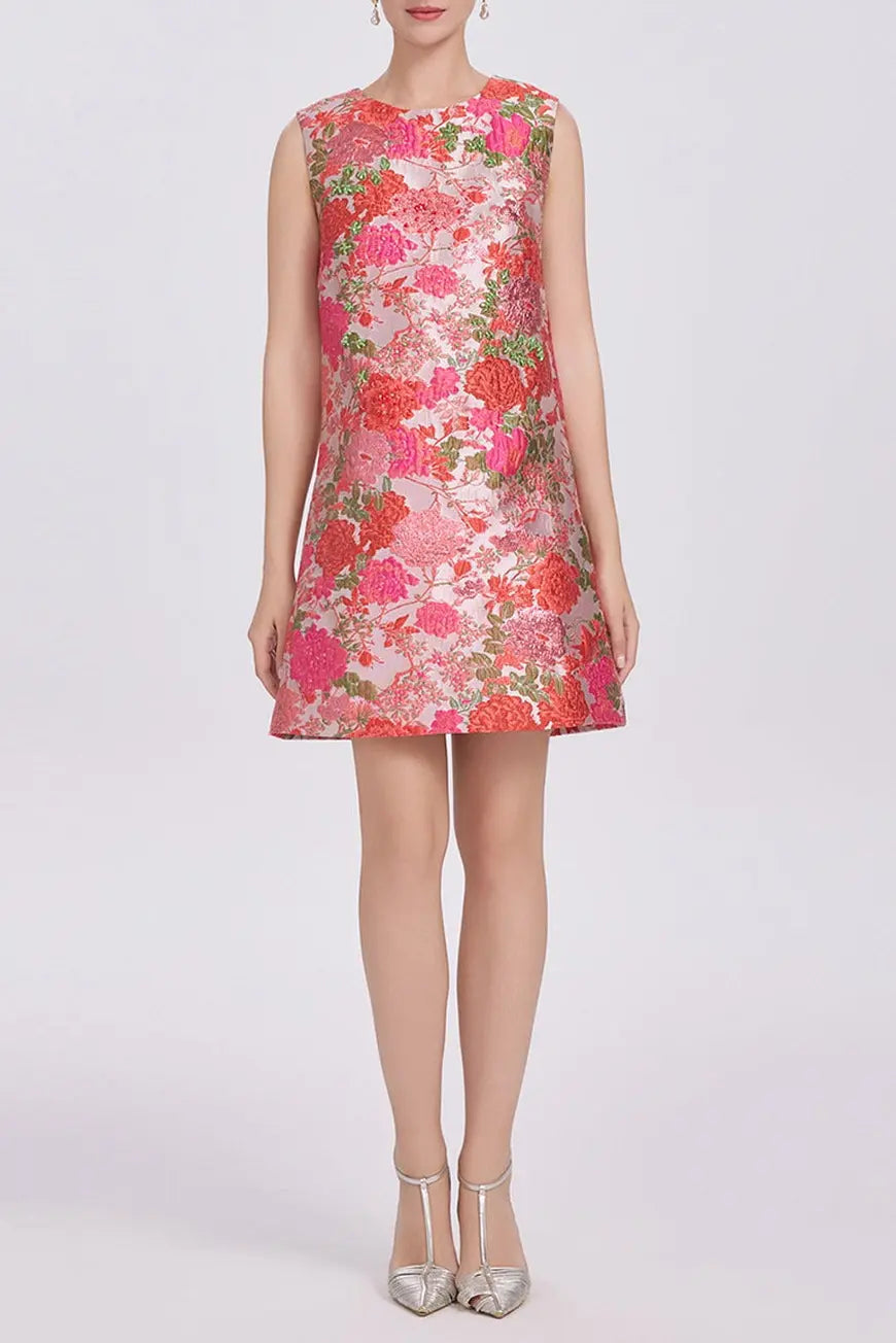 Floral Embroidery Sleeveless Mini Dress