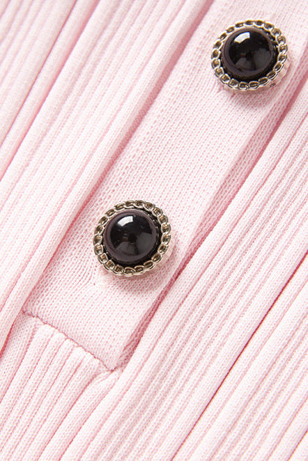 Pink Contrast Collar Knit Mini Dress