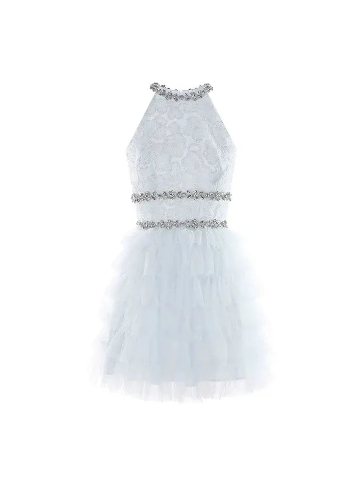 Sleeveless Halter Layered Party Dress