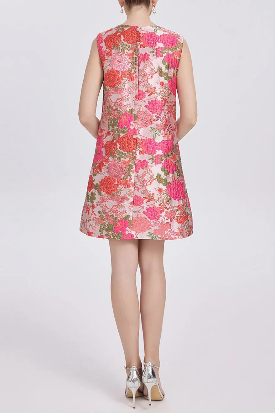 Floral Embroidery Sleeveless Mini Dress