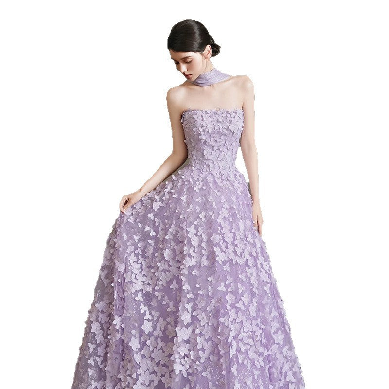 Floral Evening Gown - Purple