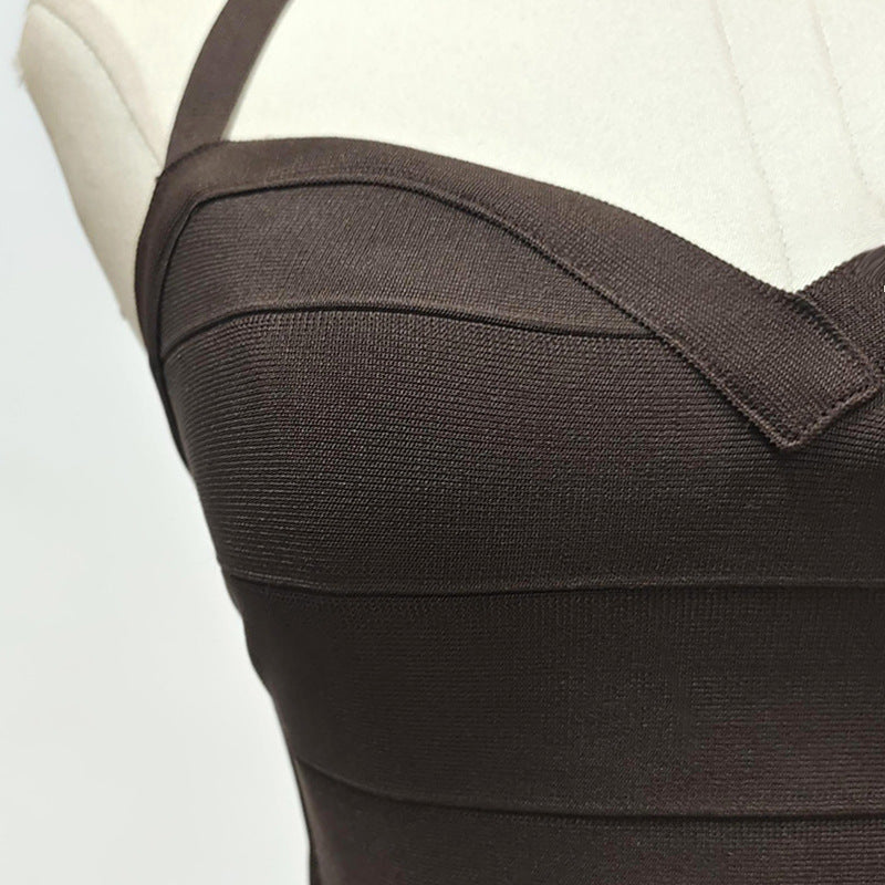 Halter Bodycon Midi Bandage Dress