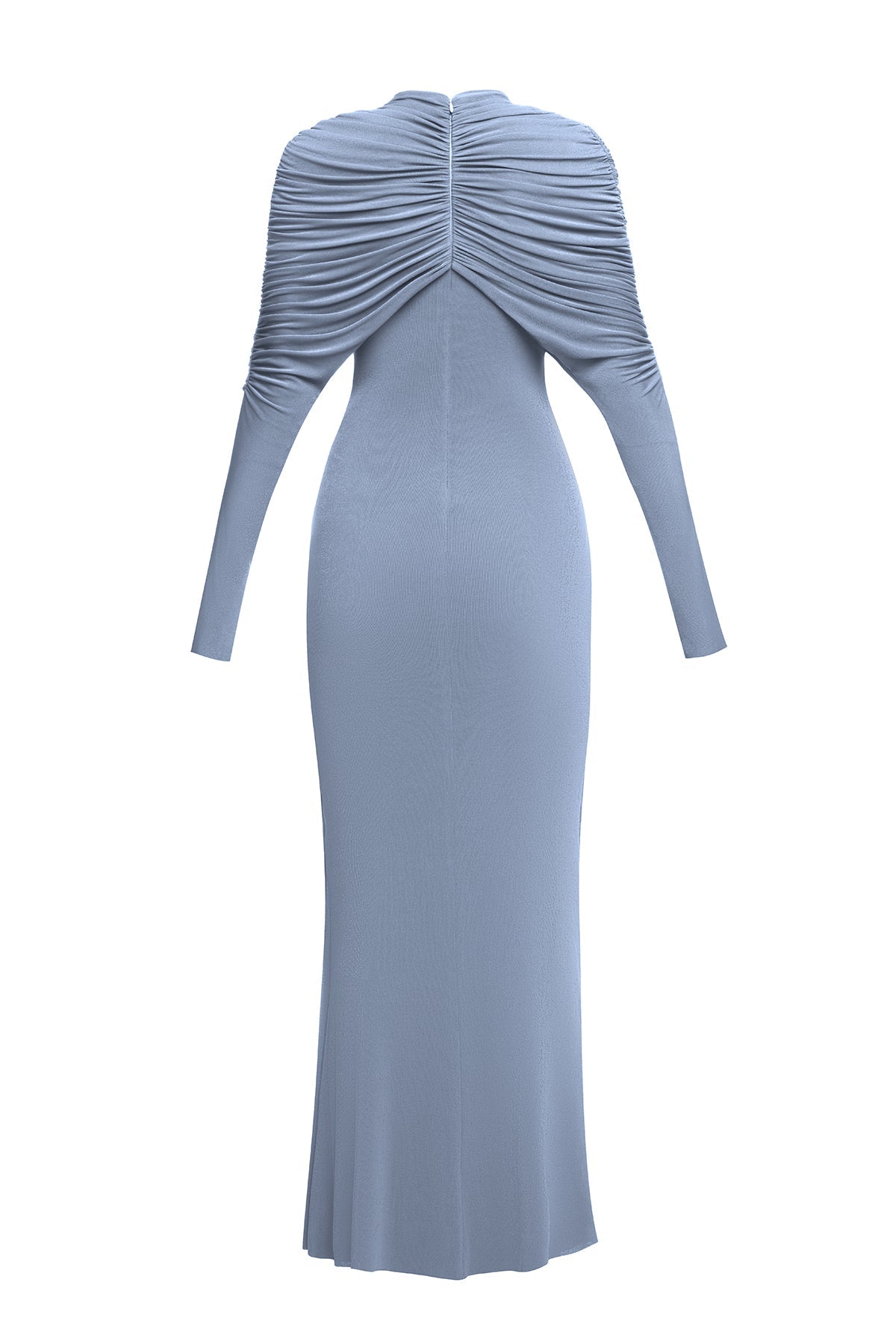 Long Sleeve Knot Bodycon Maxi Dress in Blue