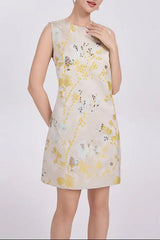 Sequin Floral Embroidery Sleeveless Mini Dress